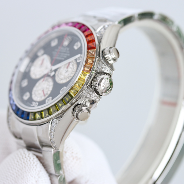 Rolex Daytona White Gold Rainbow Bezel Black Diamond Dial 116599RBOW - Image 4