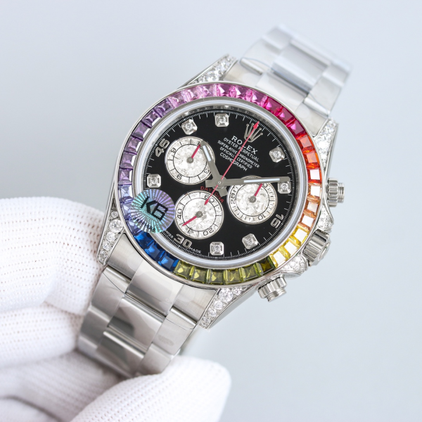 Rolex Daytona White Gold Rainbow Bezel Black Diamond Dial 116599RBOW - Image 6