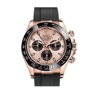 Rolex Cosmograph Daytona Pink and black Dial Oysterflex Strap Mens Everose Watch 116515LN