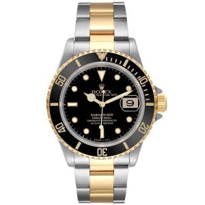Rolex Submariner Steel Yellow Gold Black Dial Mens Watch 40MM